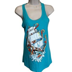 Women’s tank top octopus attacking ship small coastal Alaska girl